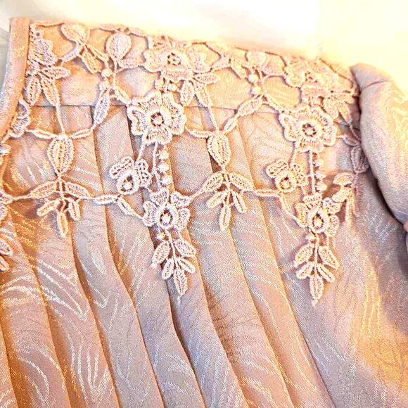 In The Mood Women's Skirt Set Pink Jacquard Tunic Top Micro-pleated Lace Midi 14 - Picture 15 of 16